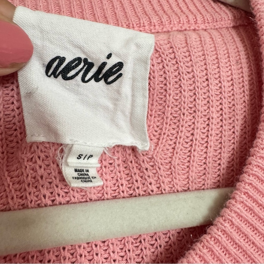 Aerie Pink Henley Sweater - Picture 3 of 5